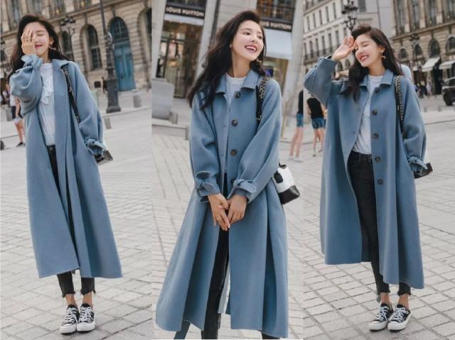 秋季很流行穿雾霾蓝色大衣,搭配这4种颜色的内搭,气质迷人!