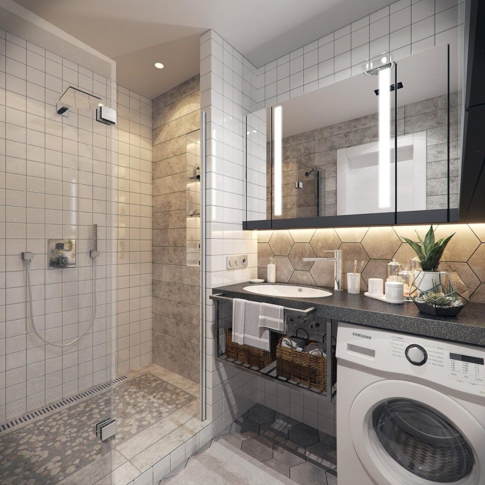 入门玄关 经过玄关往左,则是厕所和冲凉房;洗衣机塞在冲凉房洗手台