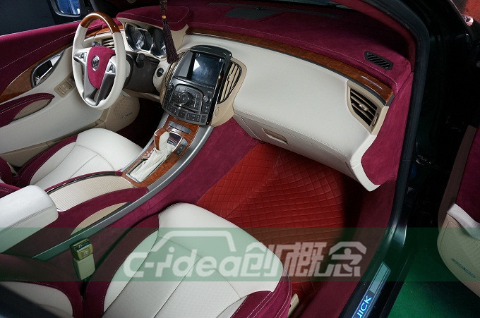 别克君越改装个性内饰,酒红真皮 桃木完美搭配!
