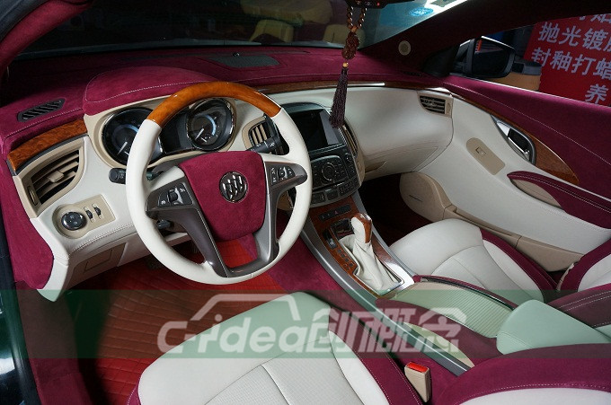 别克君越改装个性内饰,酒红真皮 桃木完美搭配!