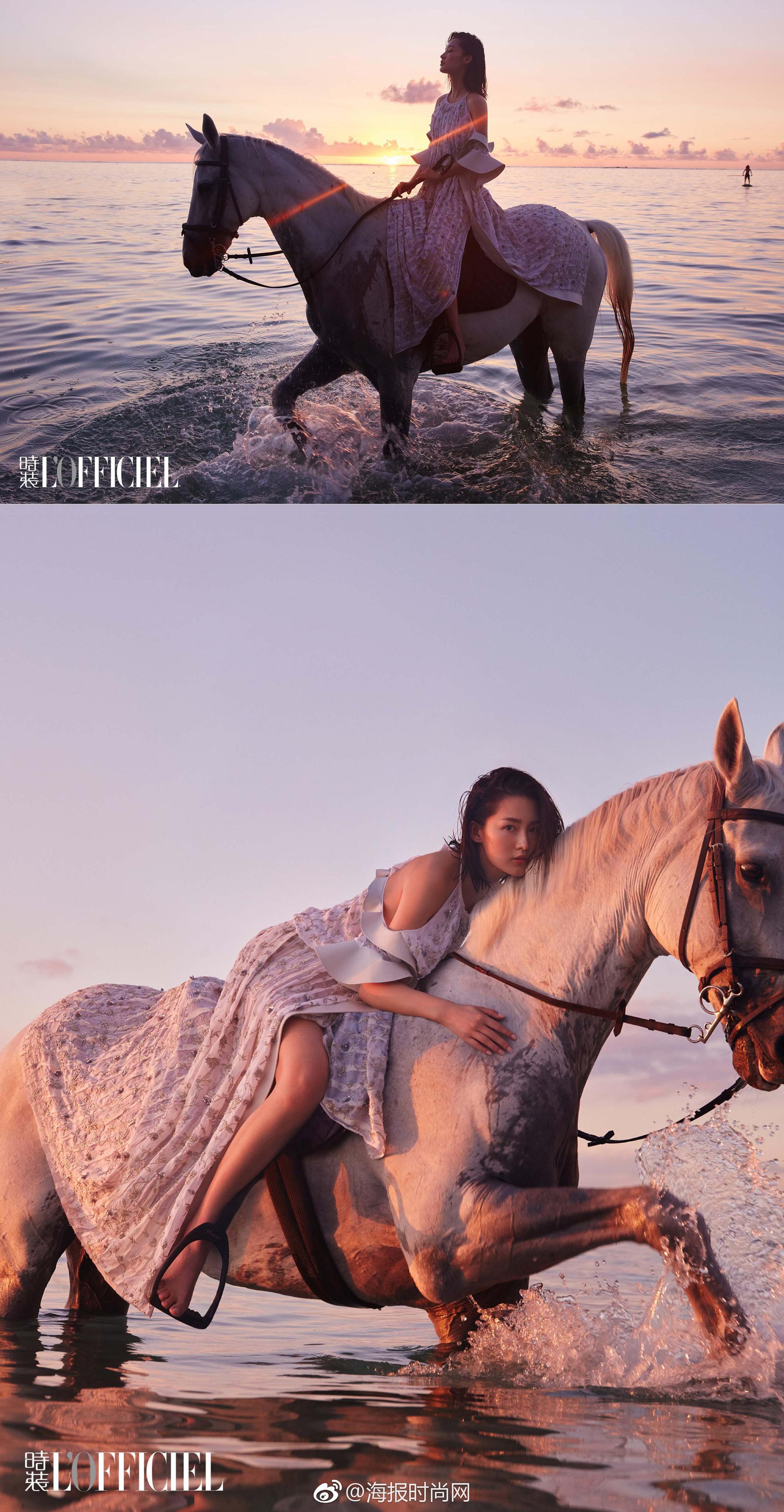 李沁 白色露背长裙