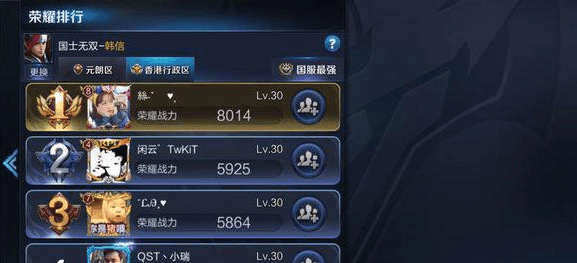 别修改王者荣耀战区到香港, 黄忠最低3400战力