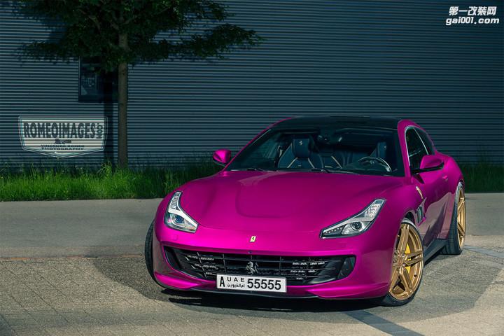 紫色法拉利gtc4lusso改装金色vossen轮毂