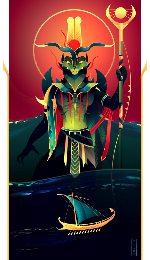 法国插画师yliade绘制了一组埃及众神每一张都又仙又霸气