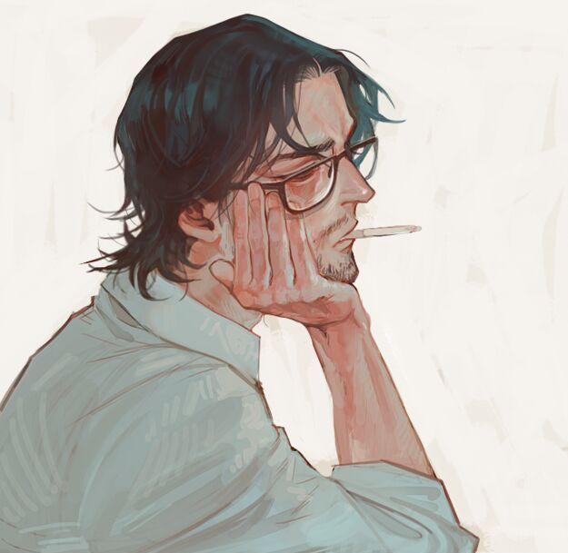 手绘大叔头像韩国画师chongtak作品