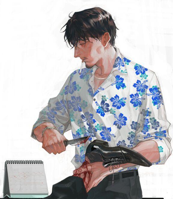 手绘大叔头像韩国画师chongtak作品