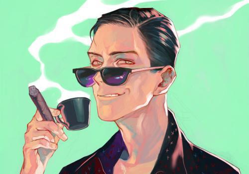 手绘大叔头像韩国画师chongtak作品