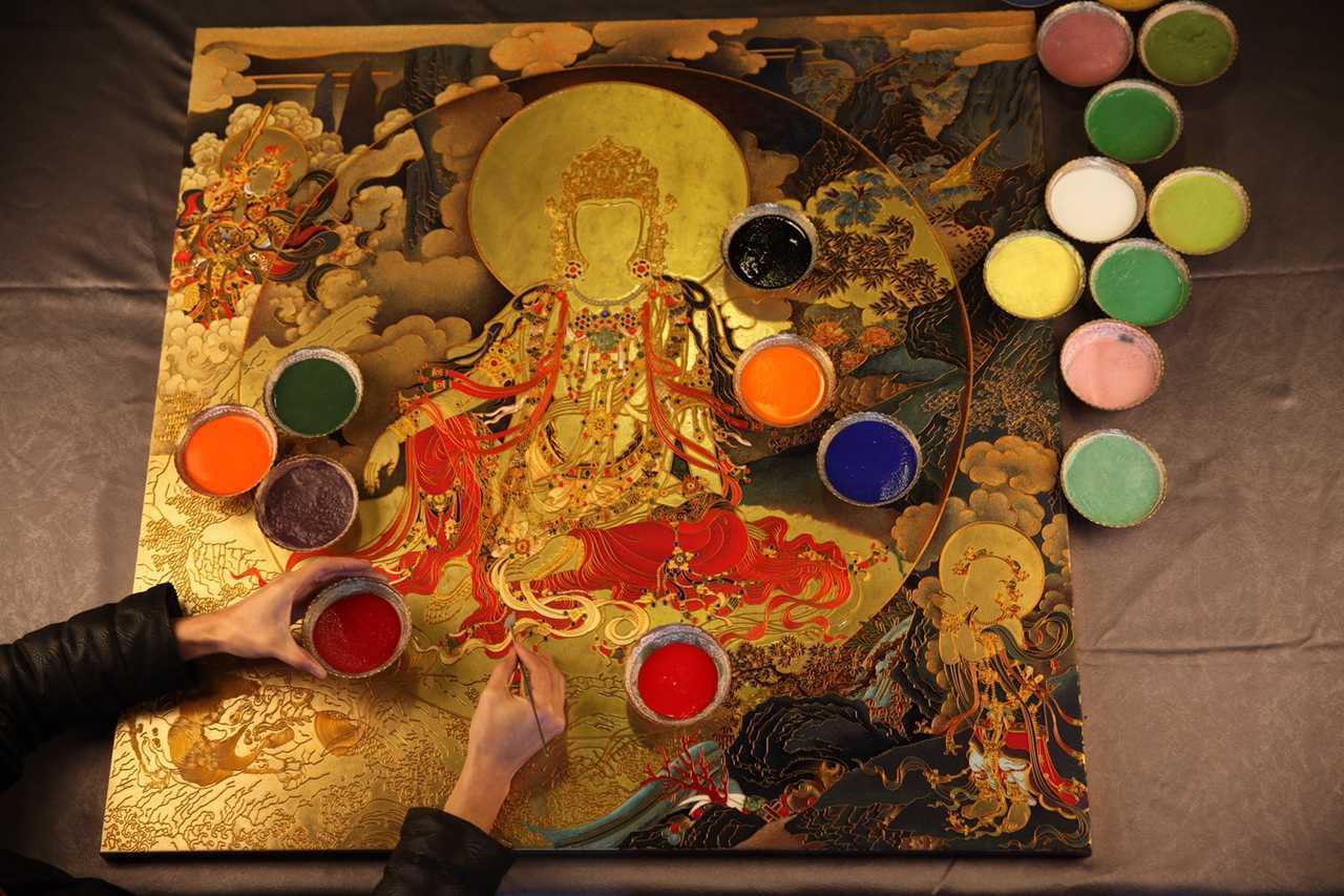 景泰蓝铜丝镶嵌壁画美得有点词穷东融画院