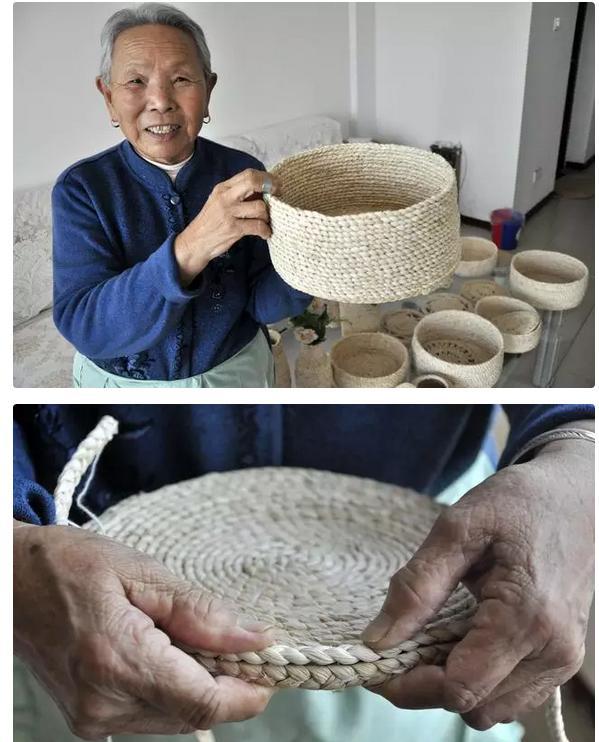 老奶奶教你做草编,好看又实用的手工艺术品