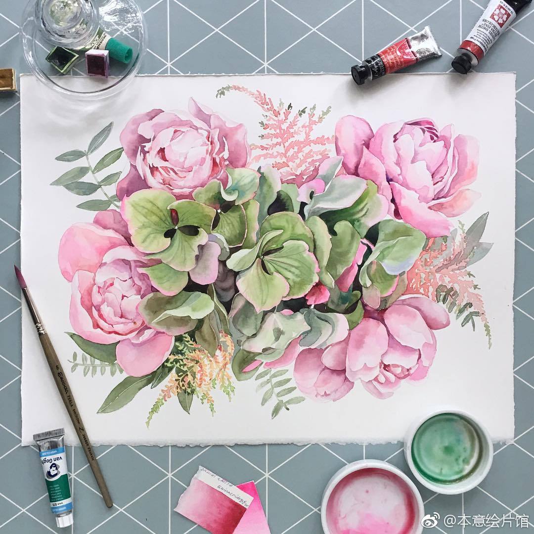 花卉水彩作品欣赏 | ins : salamatina_zhenya