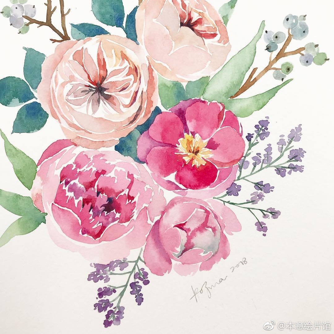 清新亮眼的水彩花卉来自现居新加坡的水彩插画师fleurabbit