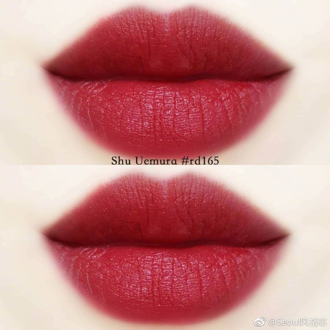 高饱和度深红色系口红,涂上真的超显白.