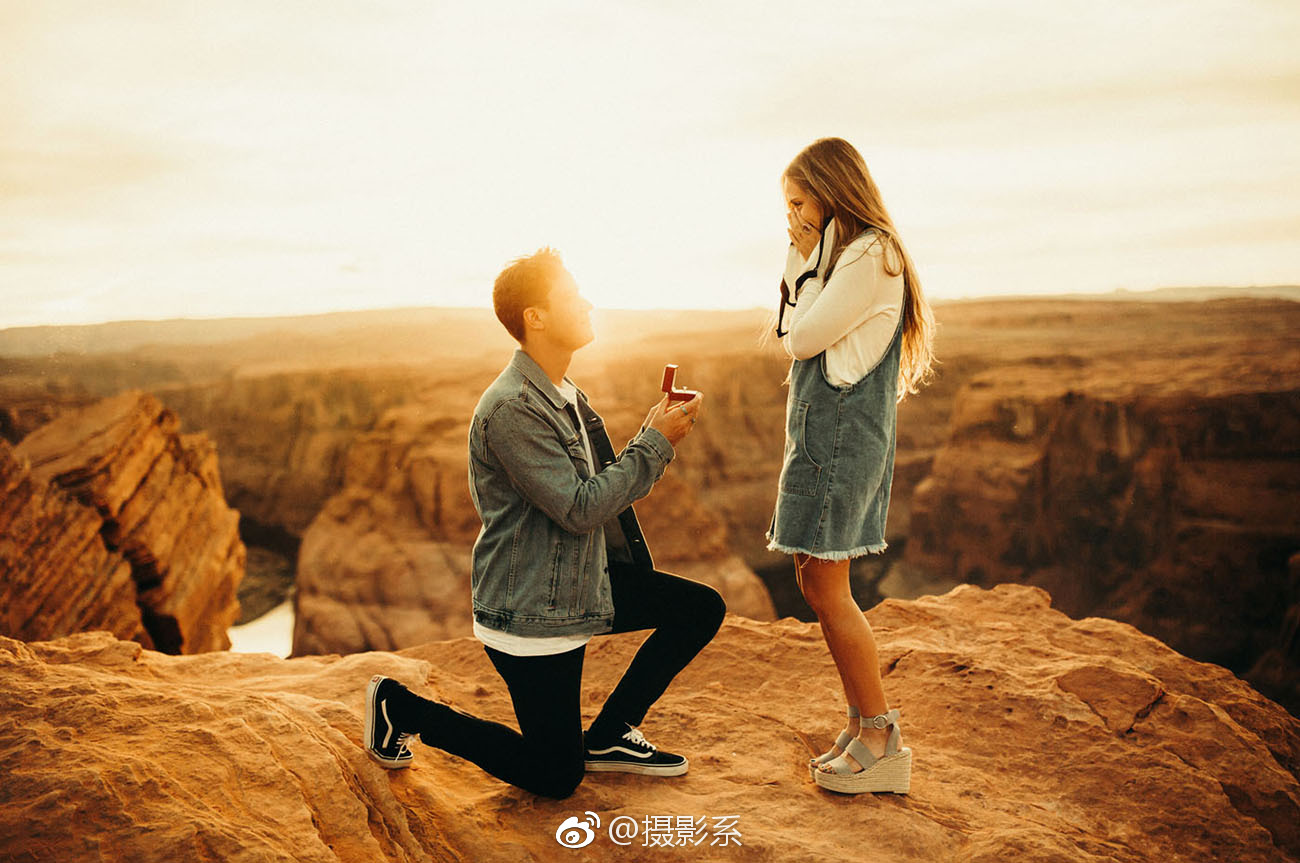 美国科罗拉多大峡谷求婚照,这色彩好美