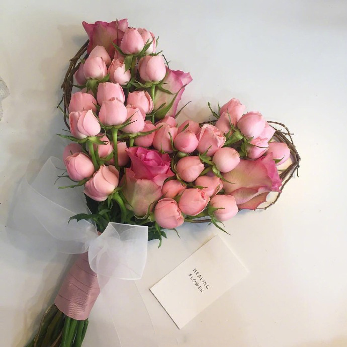 浪漫的粉色系心形花束,超美超好看啦