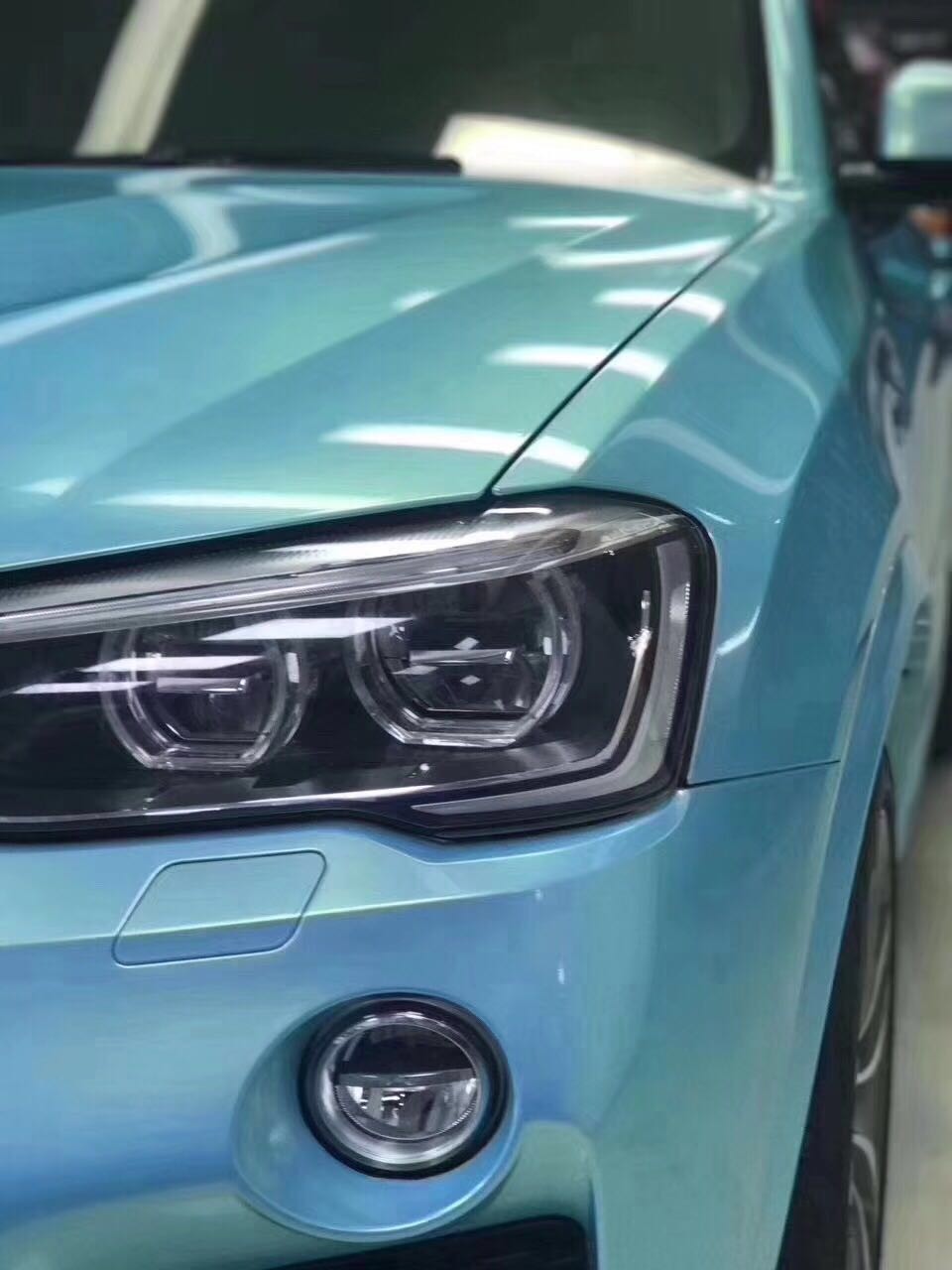 宝马 汽车改色完工,珊瑚海蓝效果欣赏一下