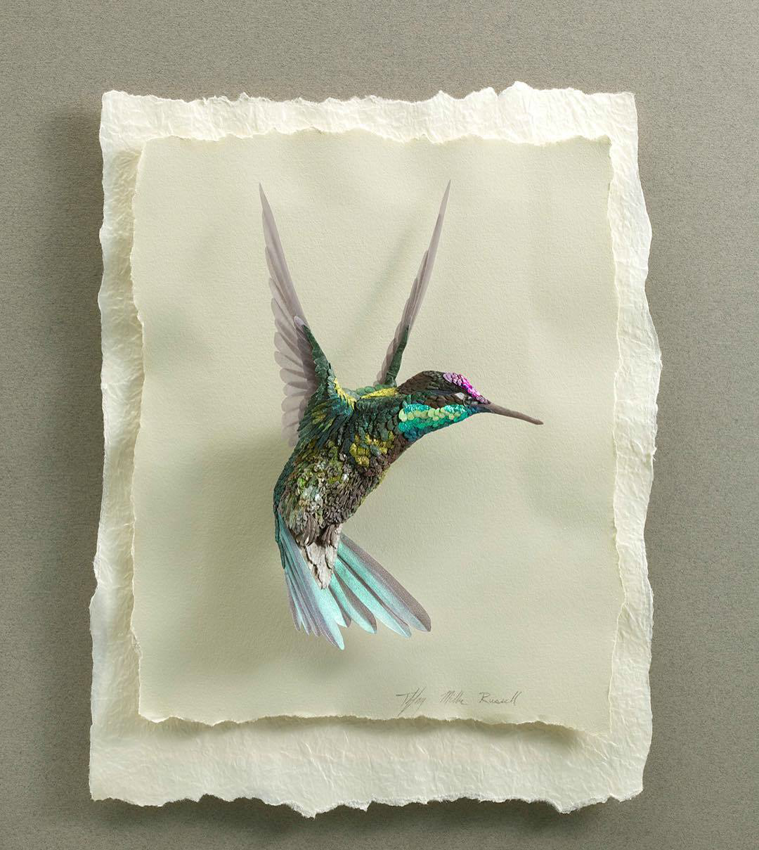 艺术家用纸张粘贴出来动物形象,太真实,创作过程也非常有创意