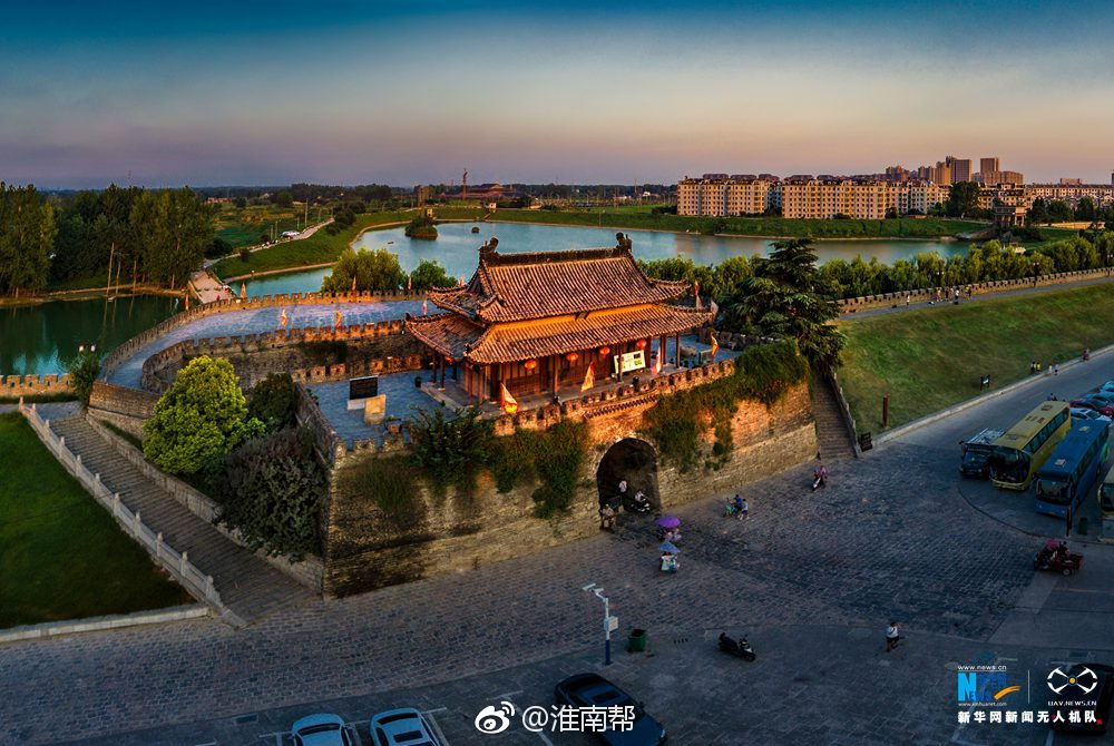 航拍镜头下的淮南寿县古城