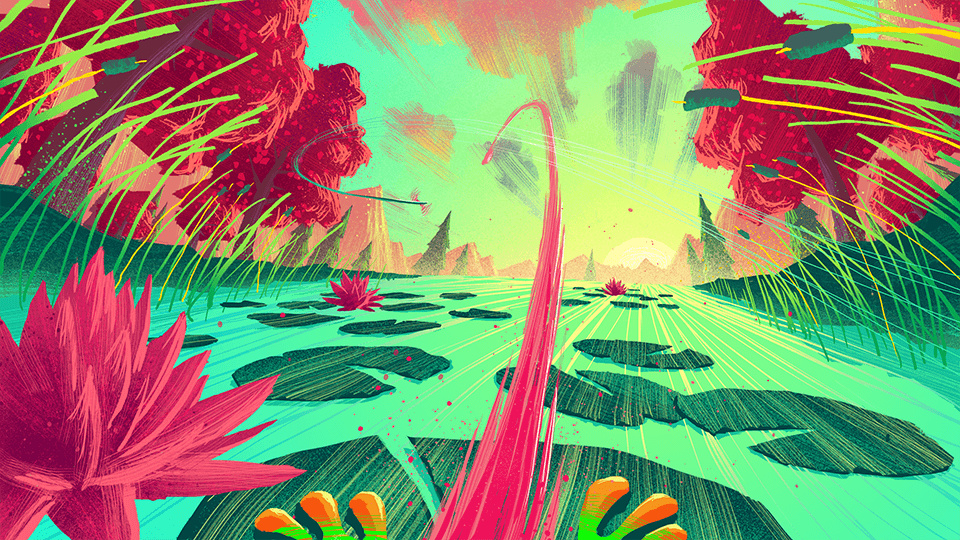 美国插画师greg gunn通过丰富的透视线条,表现出动感十足的画面