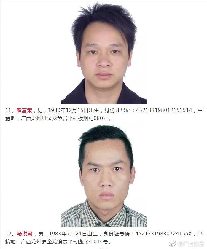 广西警方悬赏通缉这20名重大在逃毒品犯罪嫌疑人 看见他们请报警!