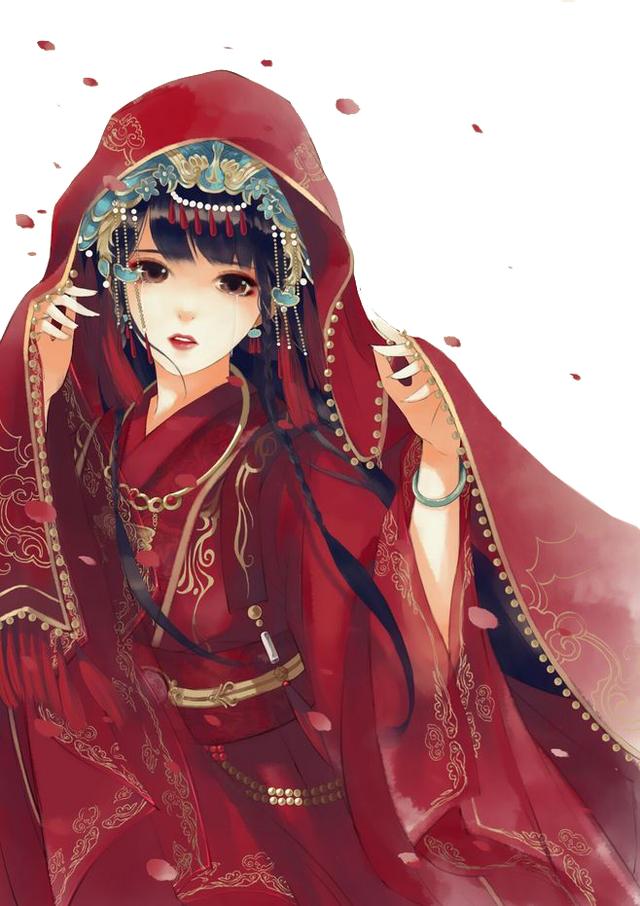 古代女子动漫 红衣图片