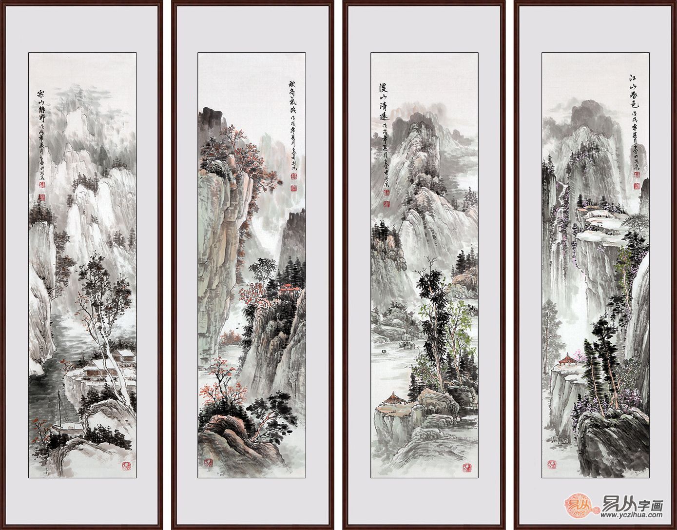 室内客厅挂什么字画好,自然山水居然装得如此漂亮!