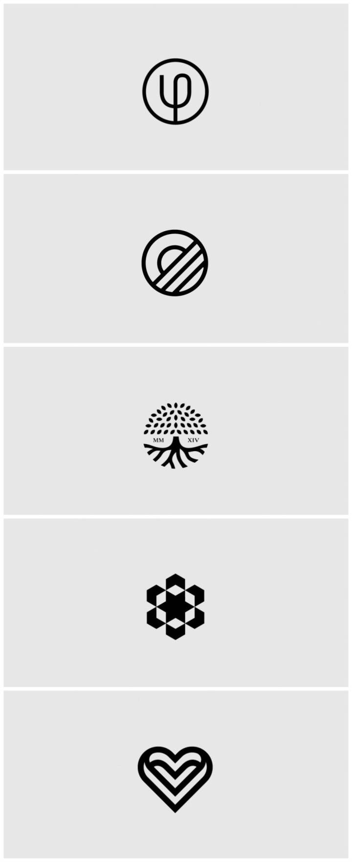 一组几何形状的创意logo设计