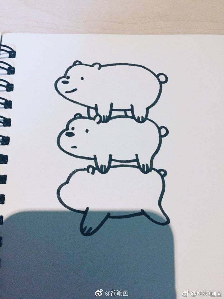 简笔画三只可爱的小熊by