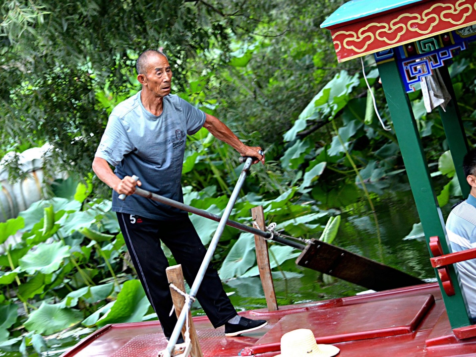 在北京划船的老人,家里划归雄安新区后房价上涨,不用再打工了