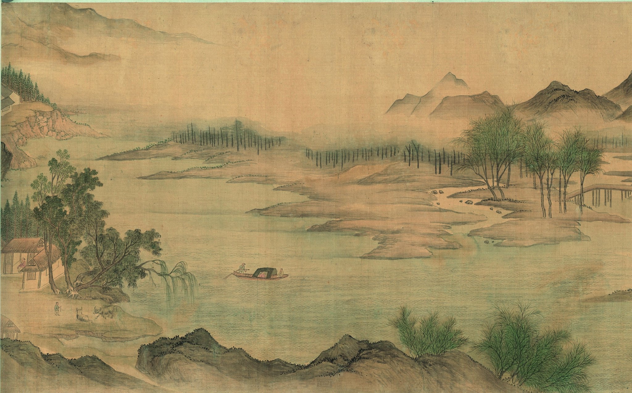 清恽寿平湖山春暖图天津博物馆藏高清大图