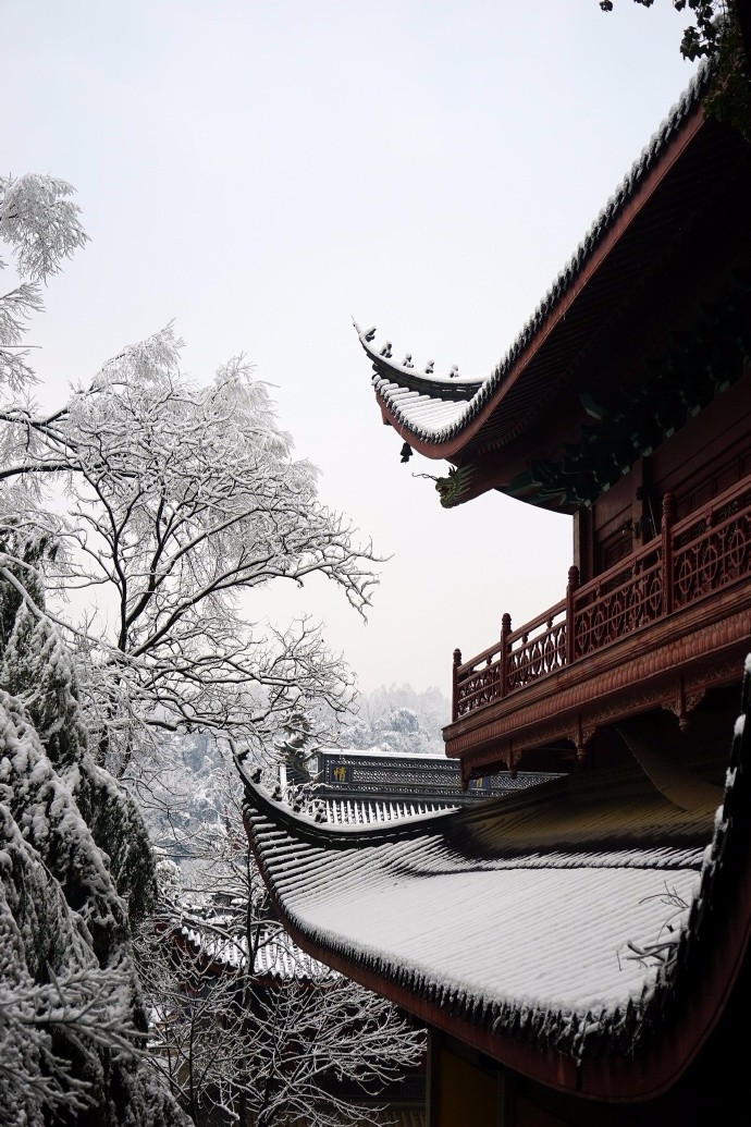 深山古寺雪纷纷,世外莲花不同尘