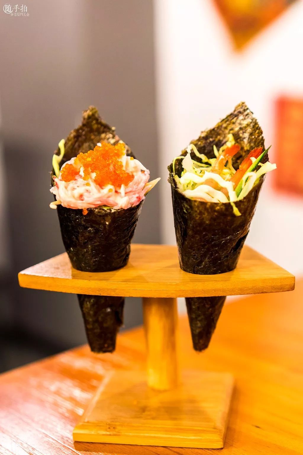 软嫩的甜虾,浸满沙拉酱的蟹柳你喜欢哪一种,店内还有超多手卷口味可以