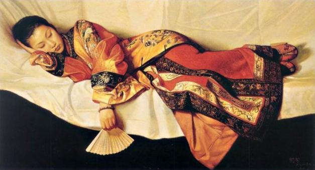 《大宫女》《戴耳环》《公主》《宫女》《宫妃》《傍晚的霞光》姜国芳