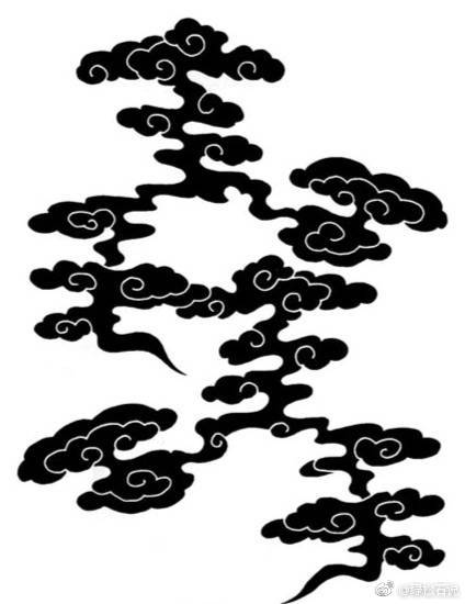 中国传统纹样云头纹又称如意云其形状犹似下垂的如意