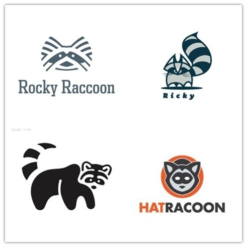 贱萌贱萌的小浣熊元素的logo设计