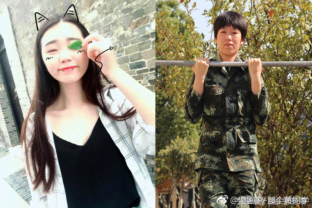 女兵入伍前后对比照