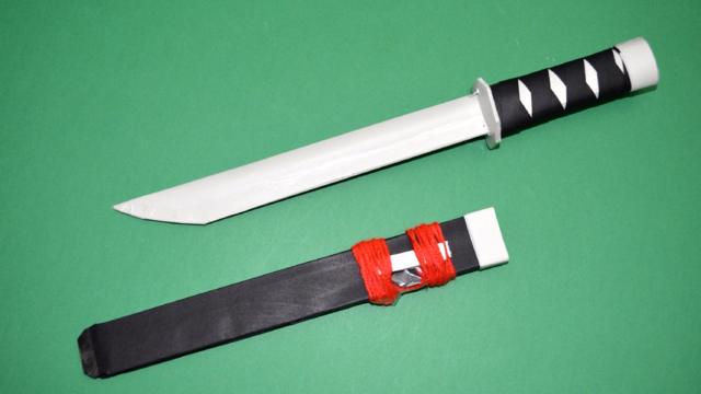 教你折纸一把超帅的武士短刀 刀鞘,隔壁家的小孩都羡慕哭了