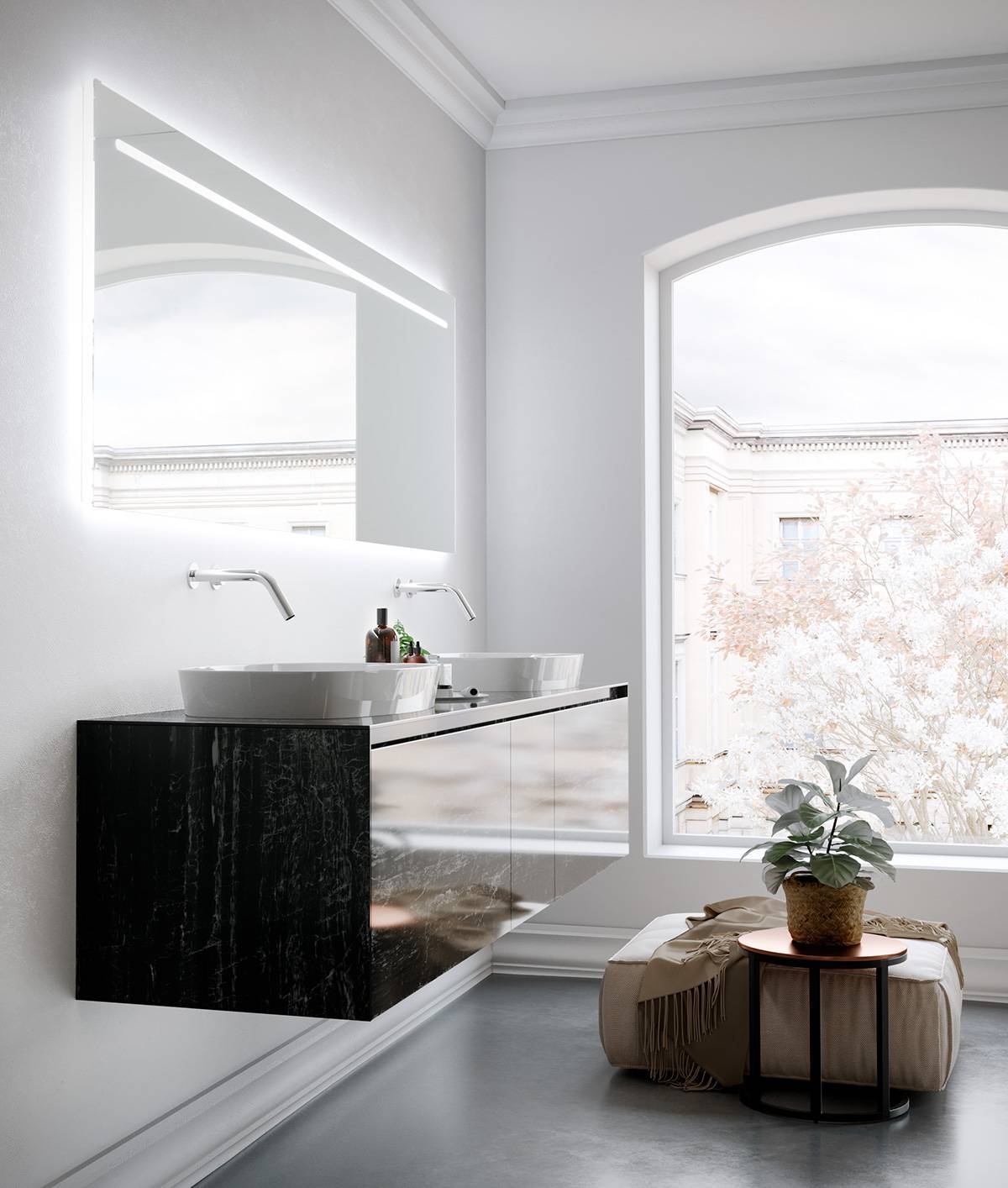 一组浴室洗手池设计