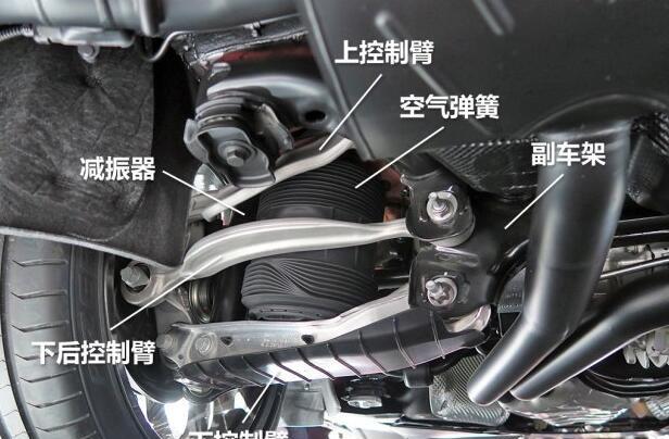 的多连杆式后悬架,轻量化和空气弹簧让sq5的后悬架看起来足够的高级