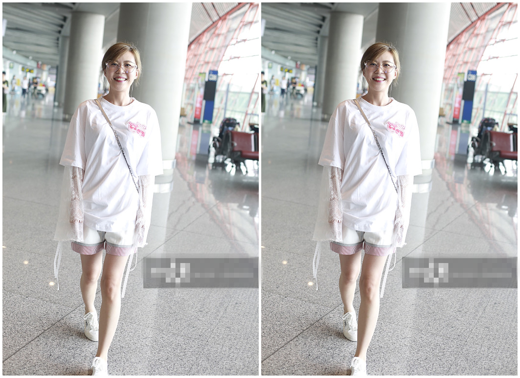 33岁李金铭一身白t亮瞎你,下衣失踪像18岁少女,网友:变圆了