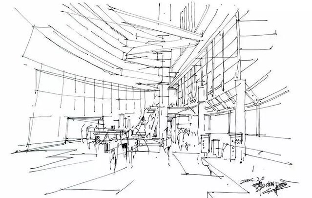 杨健手绘教程酒店大堂手绘快速表现