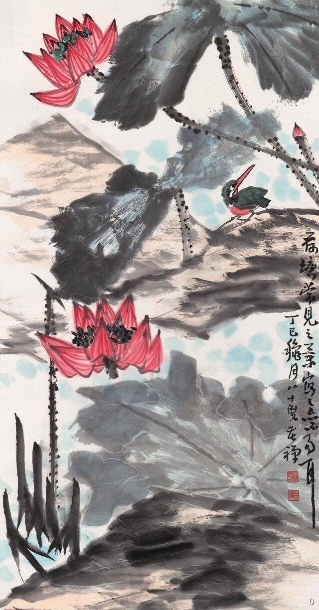 请欣赏李苦禅笔下的荷花.