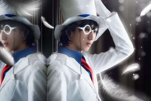 《名侦探柯南》怪盗基德cosplay,帅气的小哥哥