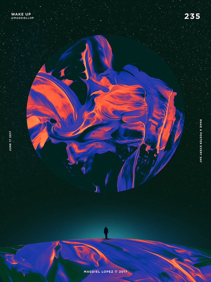 超炫的流体视觉海报设计~特殊的效果让画面充满了动感~看完每一张海报