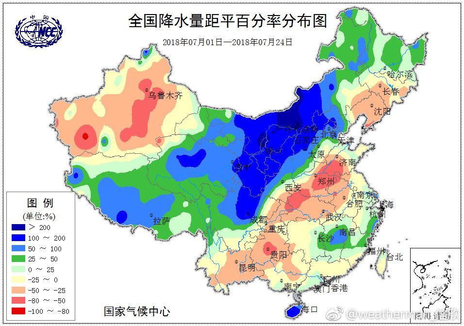7月以来我国降水多寡不均图1为7月124日降水量实况