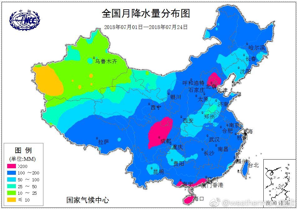 7月以来我国降水多寡不均图1为7月124日降水量实况