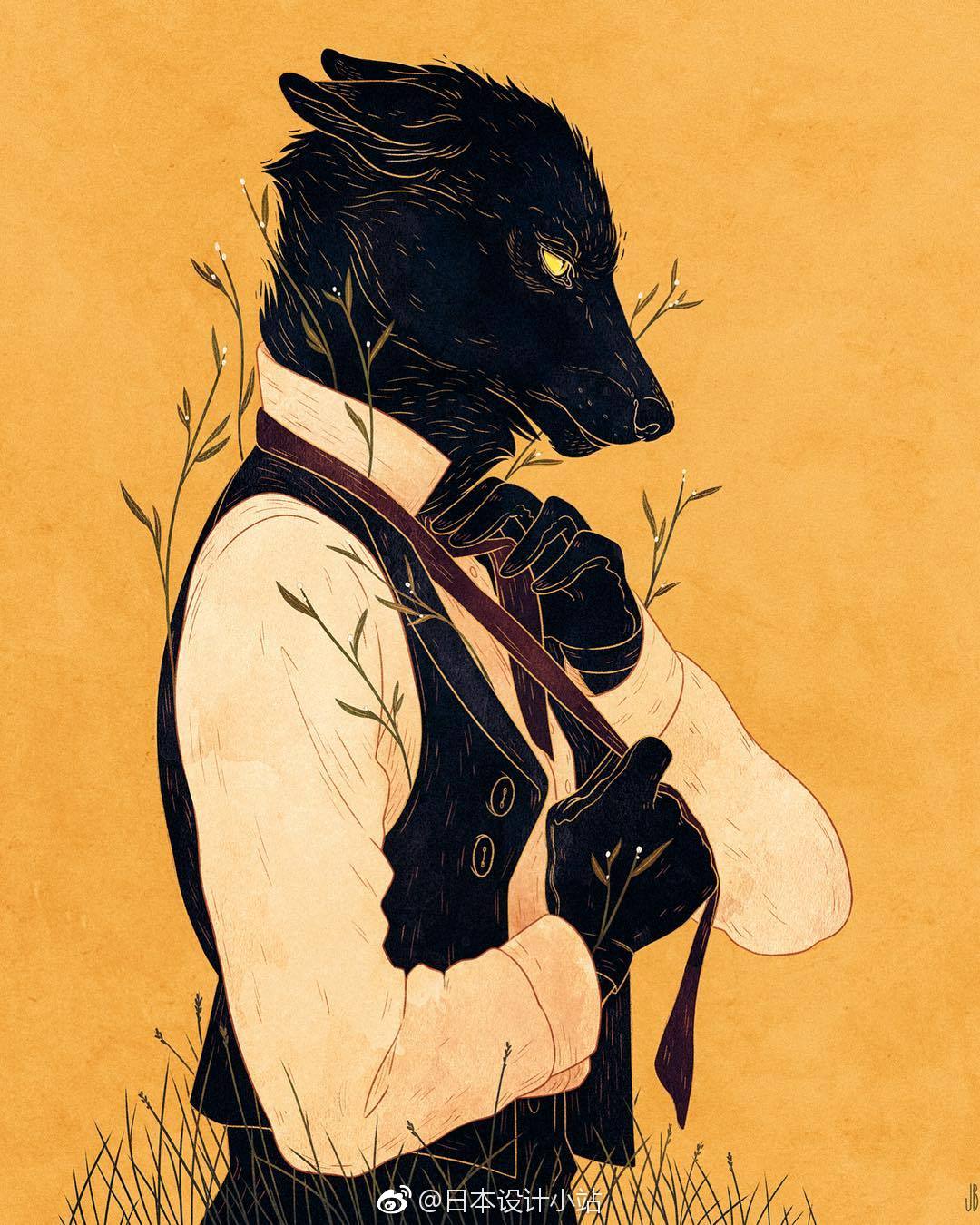 一位来自美国设计师兼插画师 Jenna Barton 对狗 狐狸和鹿的神秘拟 一位来自美国设计师兼插画师 Jenna Barton 对狗 狐狸和鹿的神秘拟
