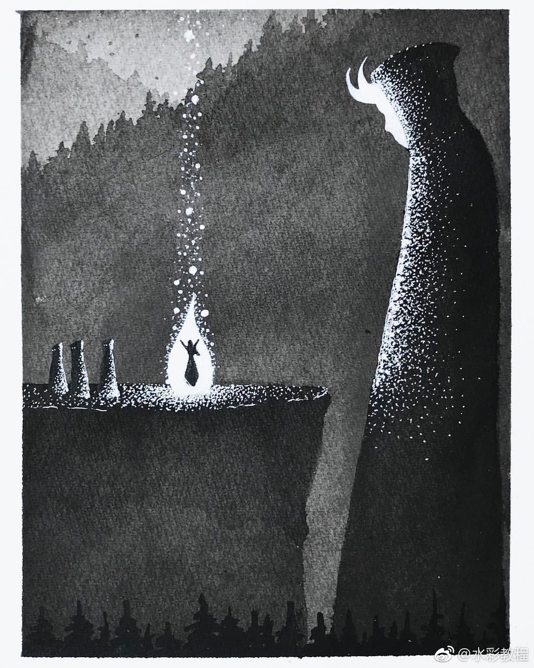 黑暗系水彩作品欣赏by ins: mc__monster