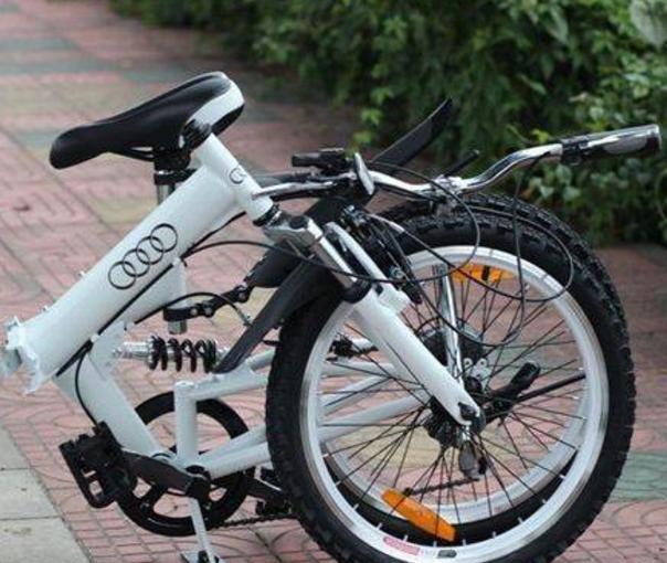 花87万元买辆奥迪a8l赠送的奥迪折叠自行车让车主全家乐呵呵