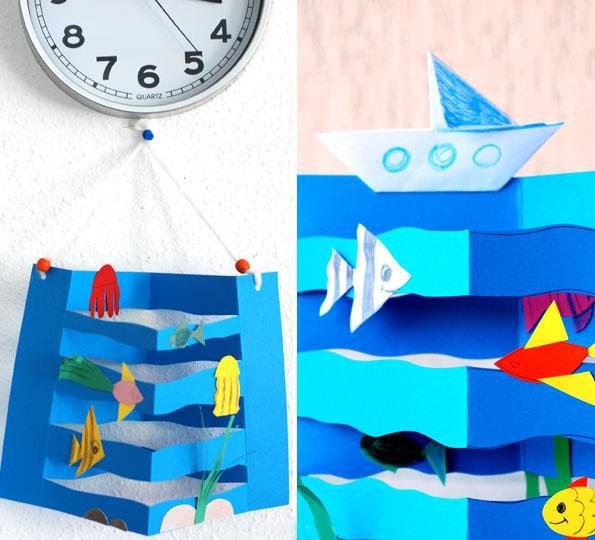 用一张a4彩纸折出3d海底世界!创意儿童手工