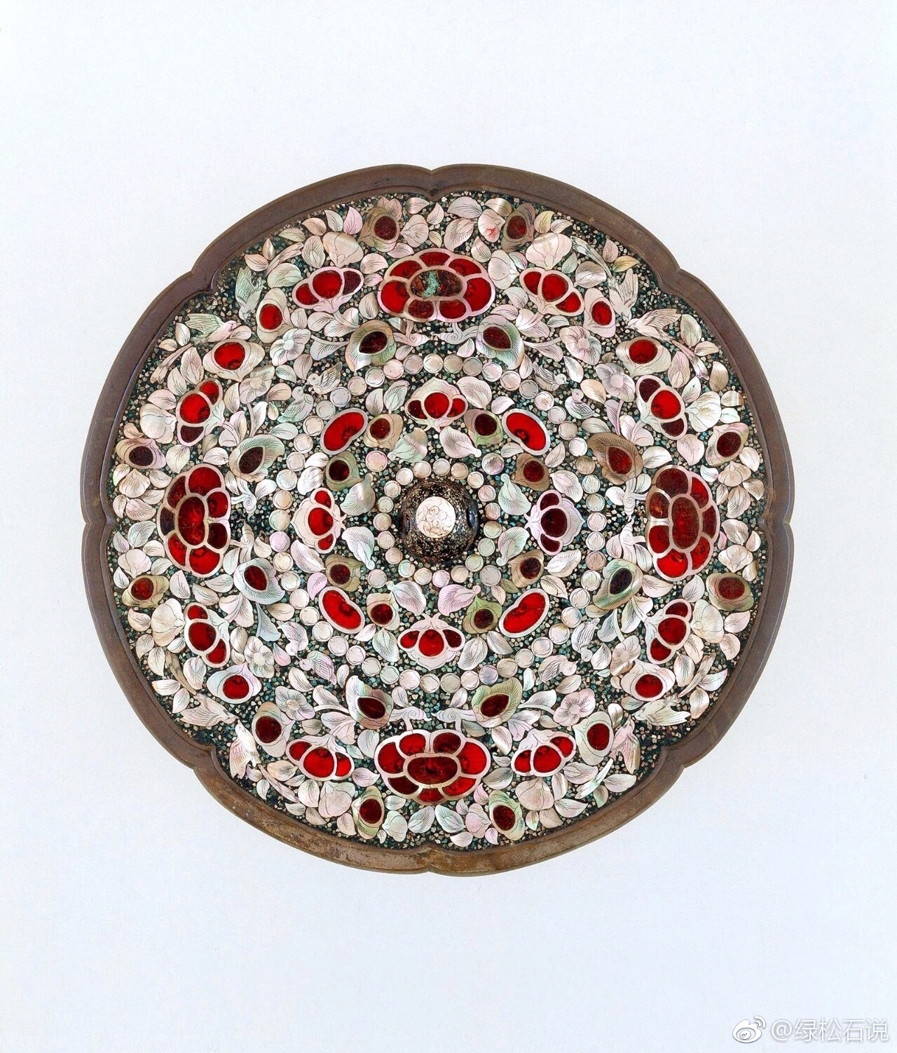 平螺钿背喜鹊百花八曲圆镜日本奈良东大寺正仓院藏唐代铜镜